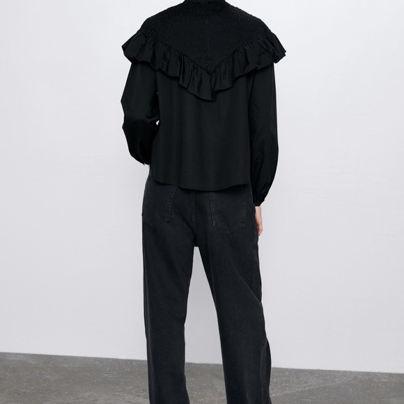 Zara Poplin Blouse with Tie - Picture 3 of 6